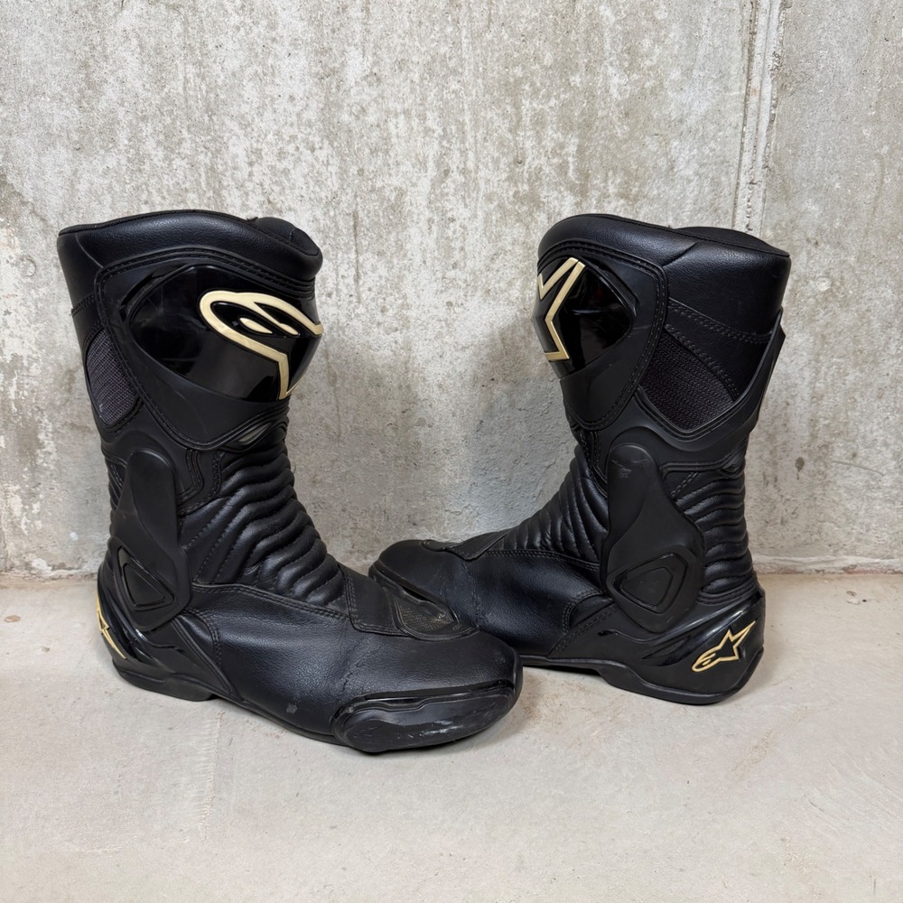 Alpinestars S-MX 6 Mens Motorcycle Boots Black Gold Size 9 US 43 EUR sliders